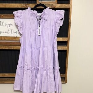 Lilac Ruffle Sleeve Women's Dress